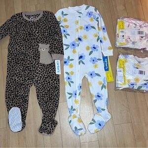 Carter's Brown Leopard and White Floral Footies